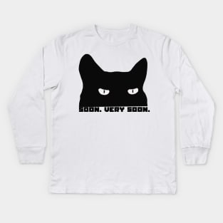 Devious Scheming Cat Soon Very Soon MotorManiac Kids Long Sleeve T-Shirt